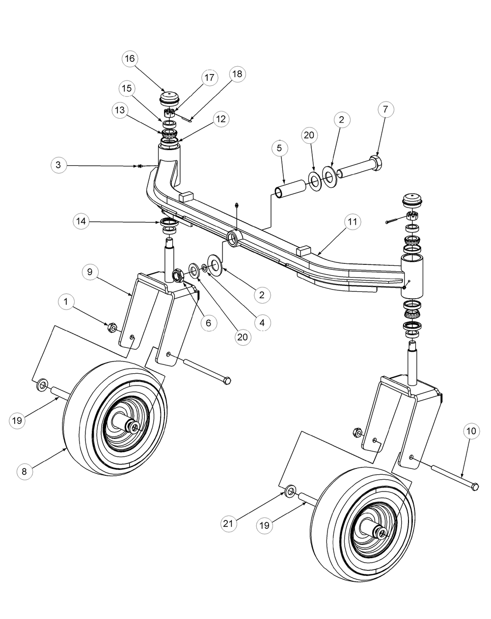 Front Caster Assembly 72-Inch Diagram and Parts List for M72-KW LC-53BB5GFZ750-29HP-DFI-OHV-LC Cub Cadet Lawn Tractor